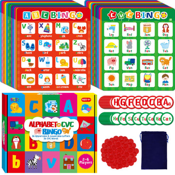 SpriteGru Alphabet Bingo Boards with bold letters for quick recognition and handwriting practice