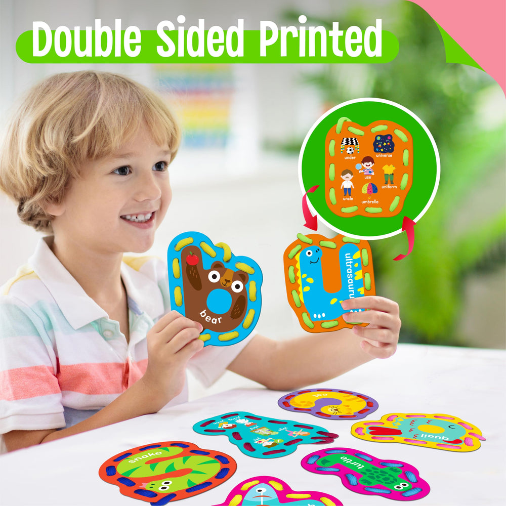 SpriteGru alphabet lacing cards classroom activity supports interactive learning at home.