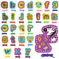 SpriteGru alphabet lacing cards front shows lowercase letters with animal icons for letter recognition.
