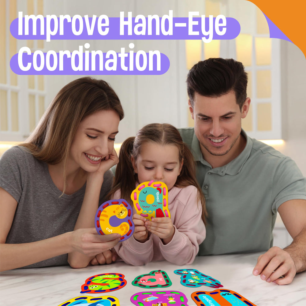 SpriteGru alphabet lacing cards smooth edges protect little hands during play.