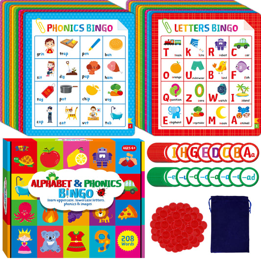 SpriteGru Alphabet and Phonics Bingo Board with bold letters supports early reading practice