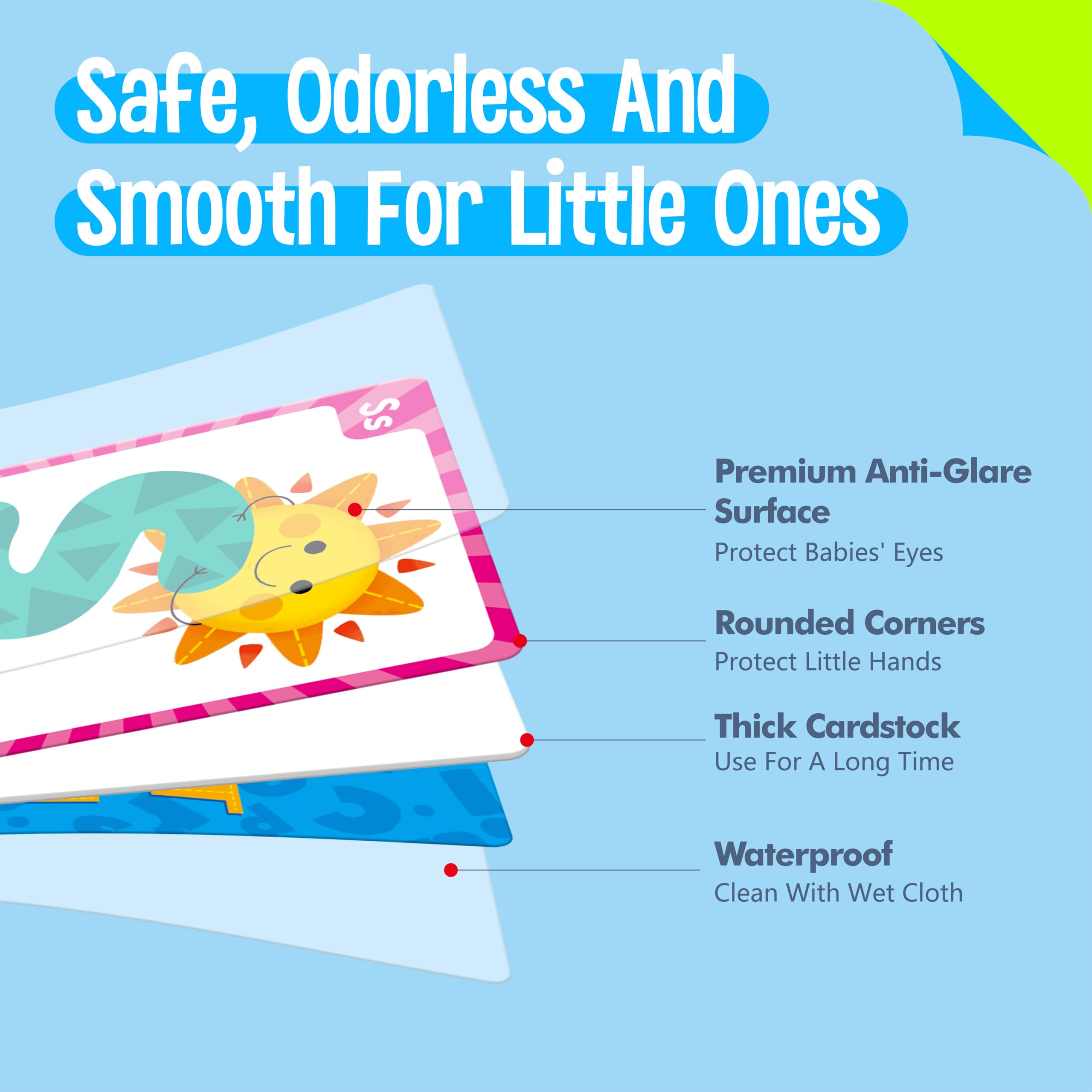 SpriteGru durable laminated cards stand up to classroom and home use.
