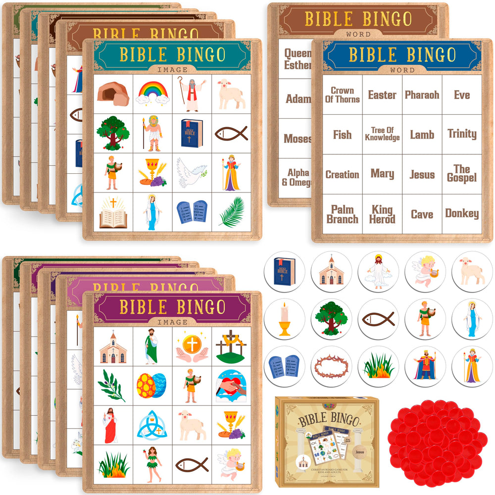 SpriteGru Bible Bingo board 6-3in ready for classroom and family learning.