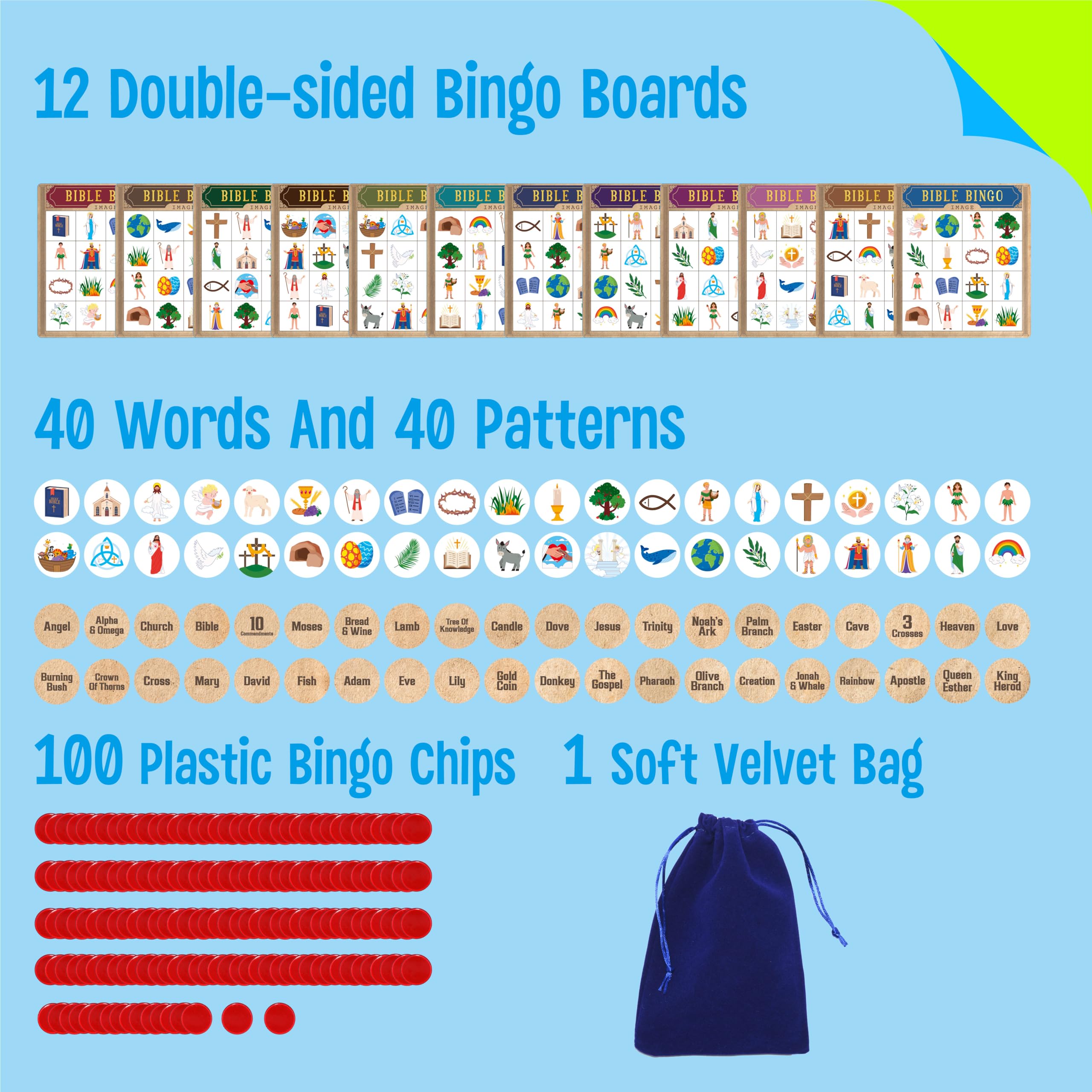 SpriteGru Bible Bingo calling tokens ideal for quick, engaging quizzes.