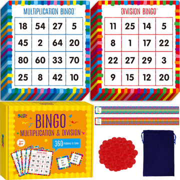 SpriteGru multiplication bingo board in blue for quick math practice