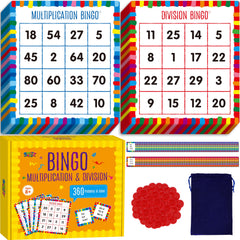 SpriteGru multiplication bingo board in blue for quick math practice