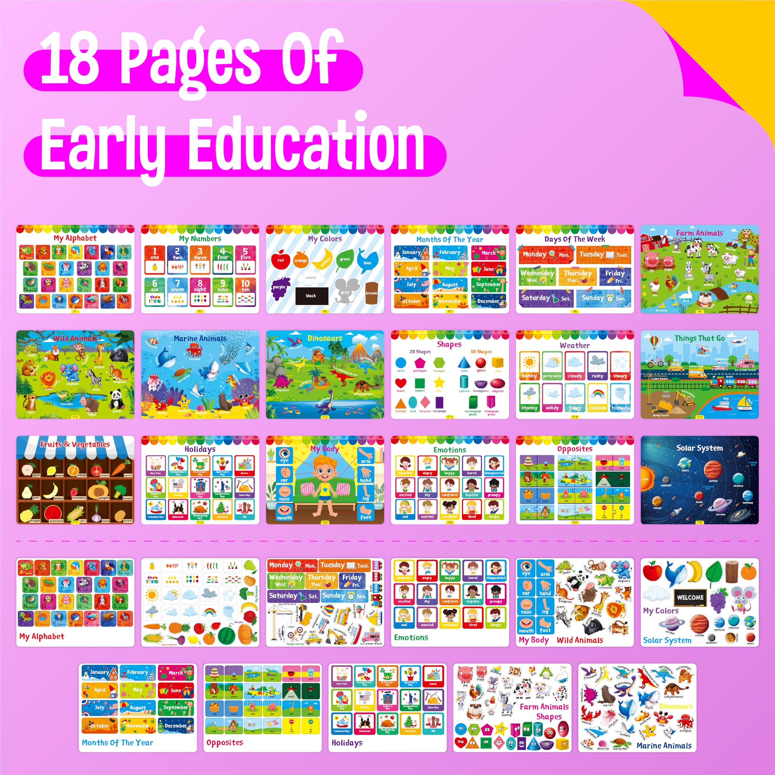 SpriteGru Busy Book drawing pages support coloring, tracing, and writing practice