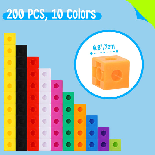 SpriteGru easy linking cubes shown connected to demonstrate color and quantity concepts.