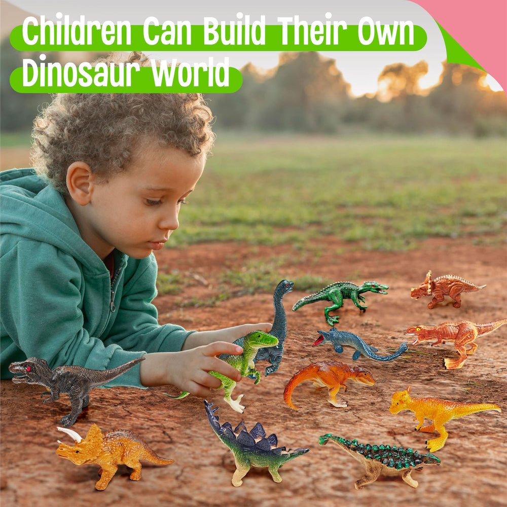 SpriteGru dinosaur figures playset scene promotes imaginative habitat stories and calm exploration.
