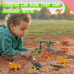 SpriteGru dinosaur figures playset scene promotes imaginative habitat stories and calm exploration.