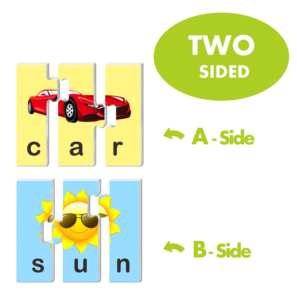 SpriteGru double-sided puzzle blocks with varied backgrounds for word recognition