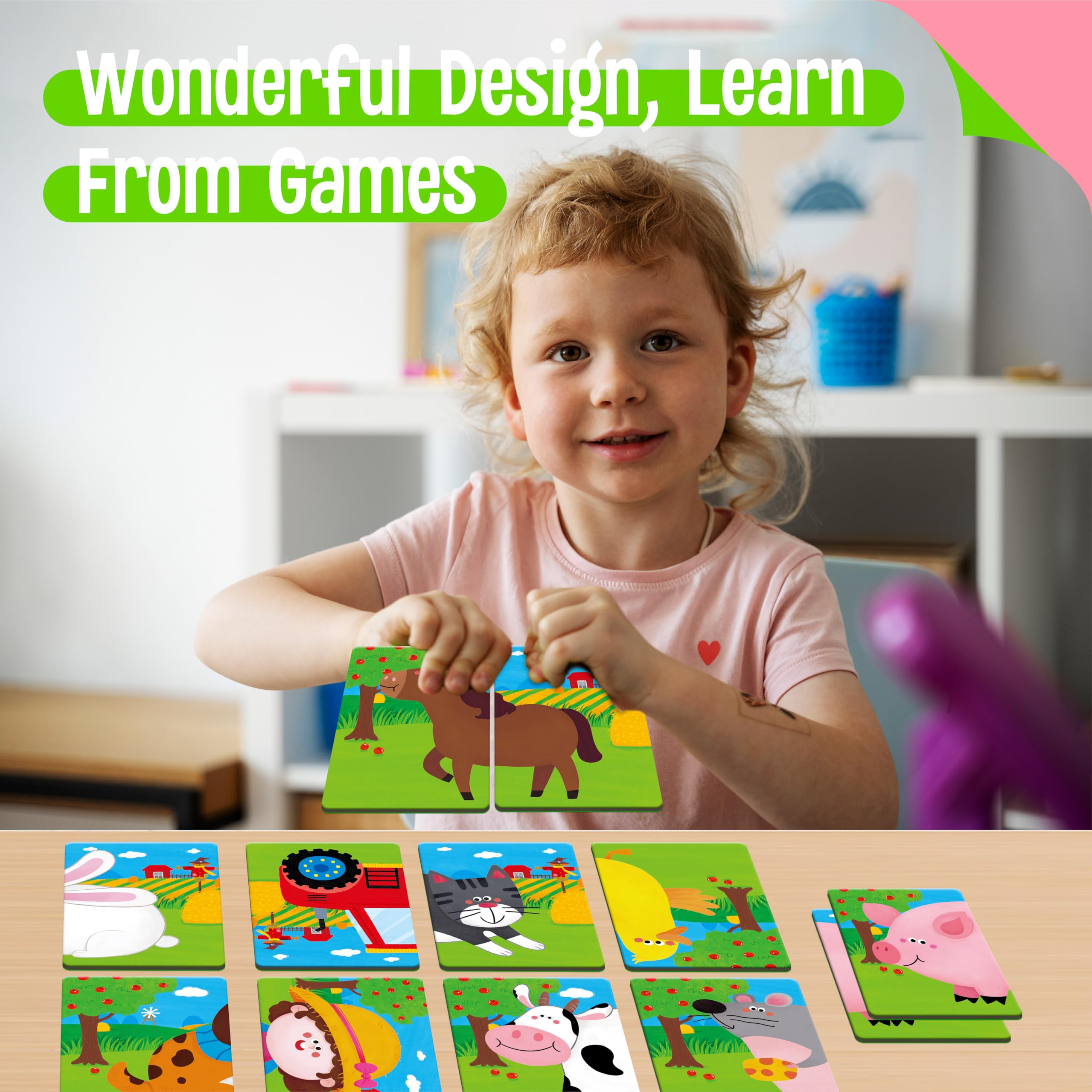SpriteGru Farm Animal Card Pig aids quick recall and concentration