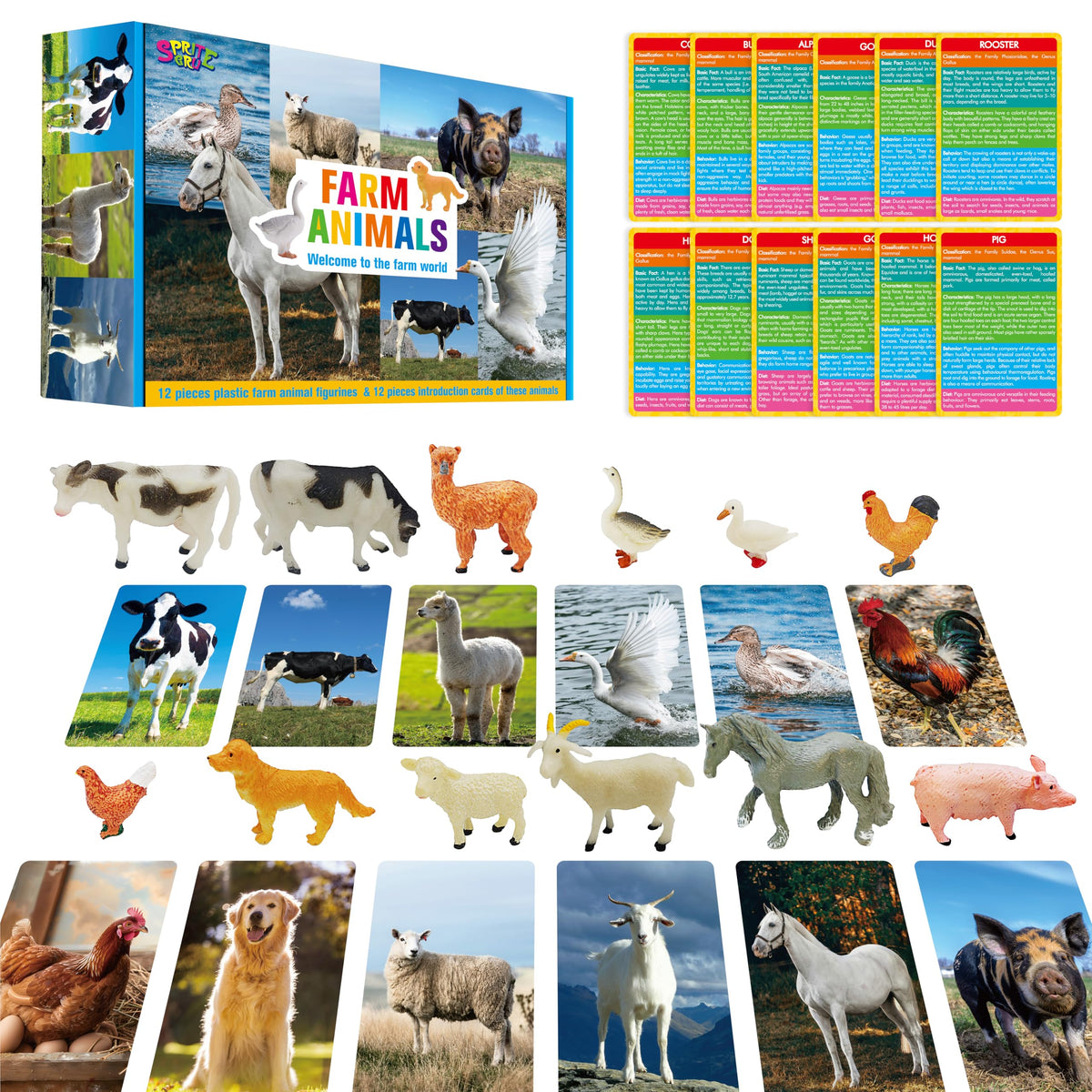 SpriteGru farm figurines sheep for bright, tactile play that supports early animal recognition.