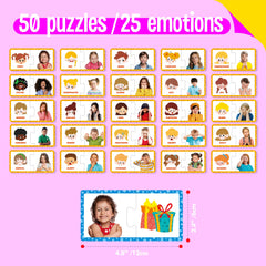 SpriteGru Feelings & Emotions Puzzle Cards 50 pieces layout supports emotion identification.