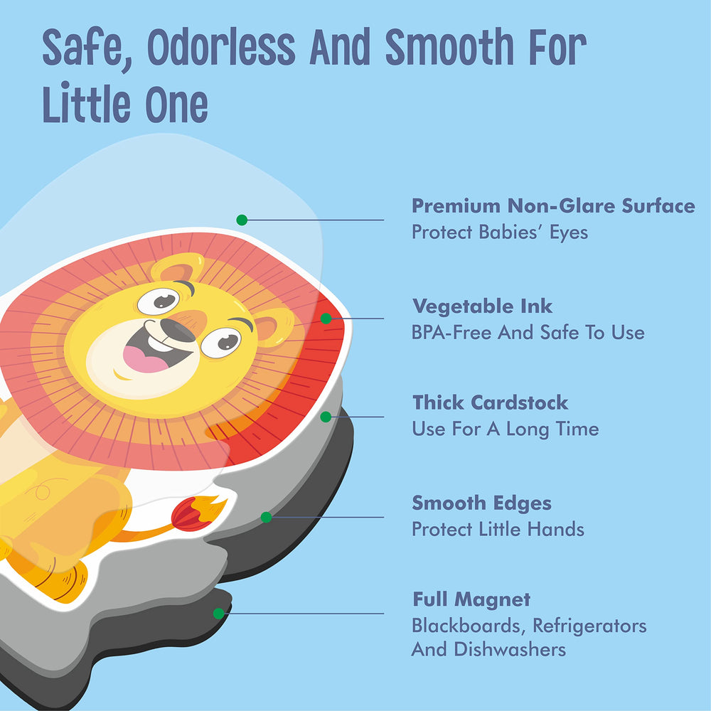 SpriteGru fridge magnets for learning on metal surfaces at home or school.