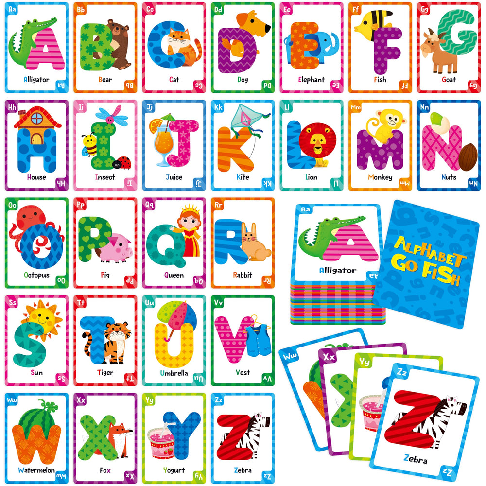 SpriteGru Go Fish 104-letter cards support group learning and social play.