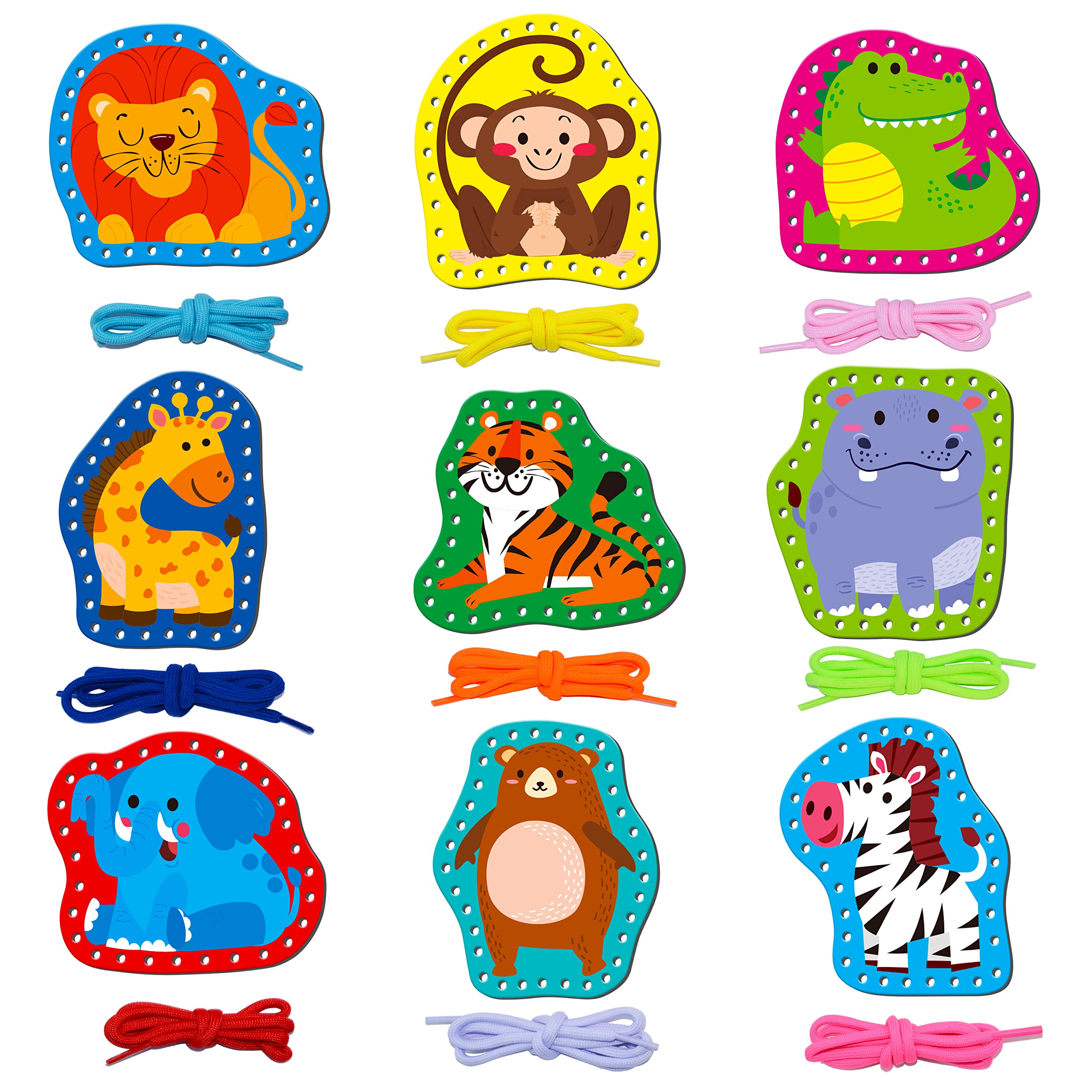 SpriteGru lacing cards hippo: vibrant activity boosting fine motor skills and color recognition