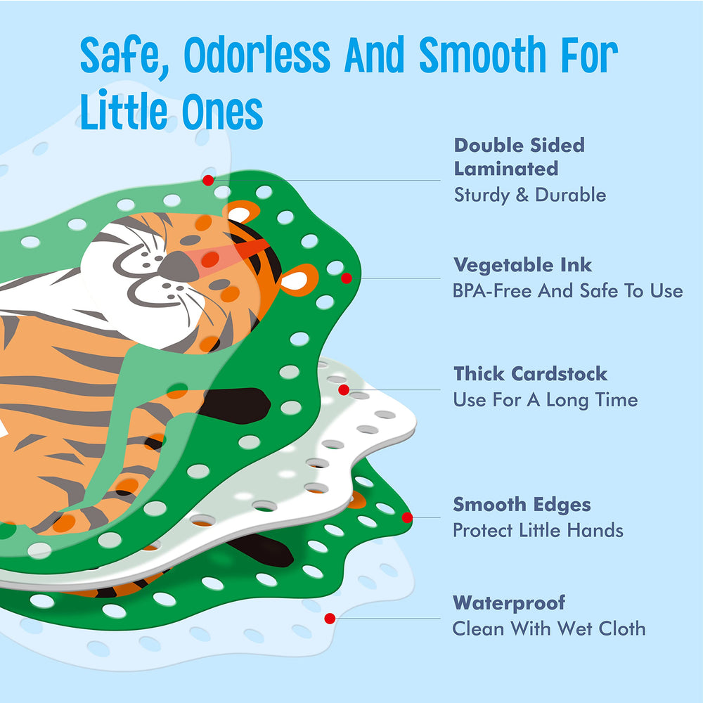 SpriteGru lacing cards zebra: sturdy cardstock and laces for durable learning fun