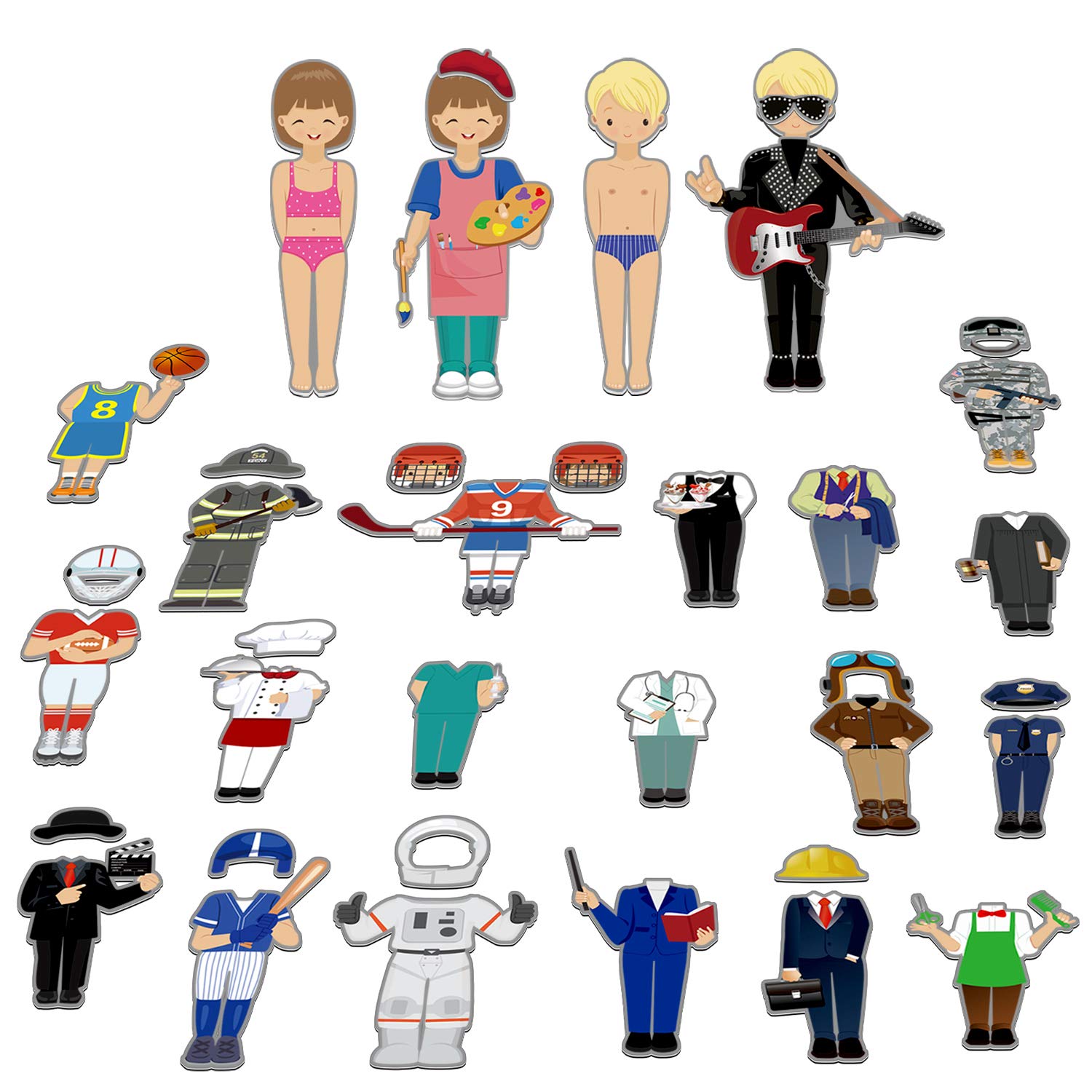 SpriteGru 56-piece magnetic dress-up set soldier costume for imaginative home play