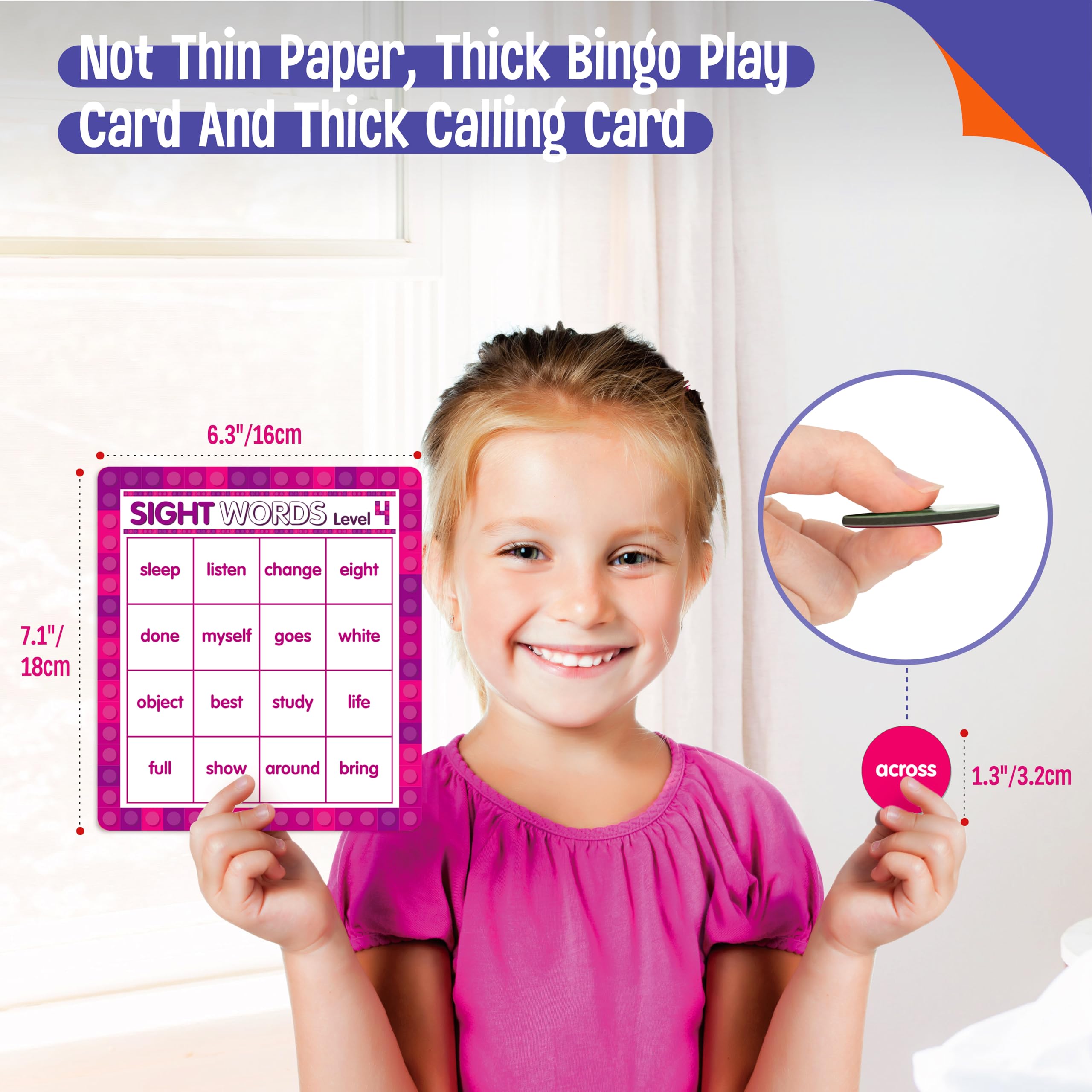 SpriteGru plastic bingo chips for clear word marking in classroom sessions.