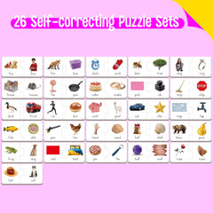 SpriteGru rhyming puzzle back presents word-only sides to reinforce recall and independent practice.