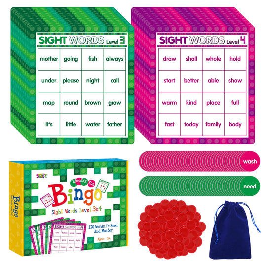 SpriteGru Sight Word Bingo boards for Level 3 green set, ideal for group reading practice.
