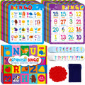 SpriteGru Spanish bingo board with colorful letters and numbers for early learning.