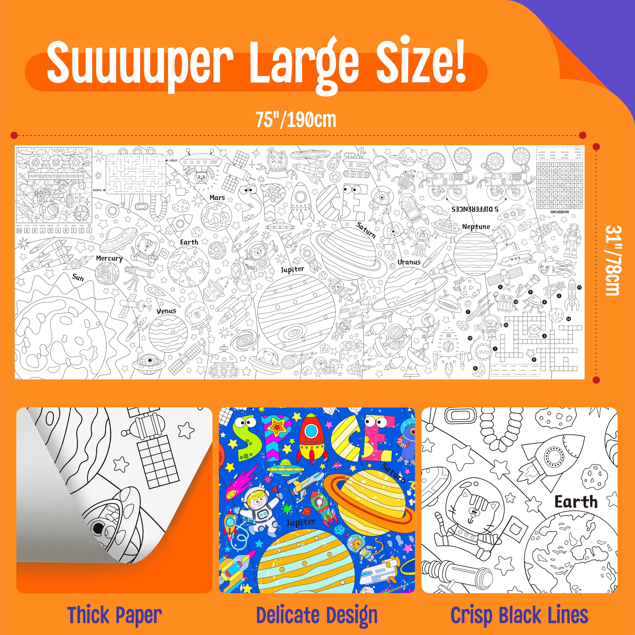 SpriteGru Universe Coloring Poster comets add bright trails for creative fun
