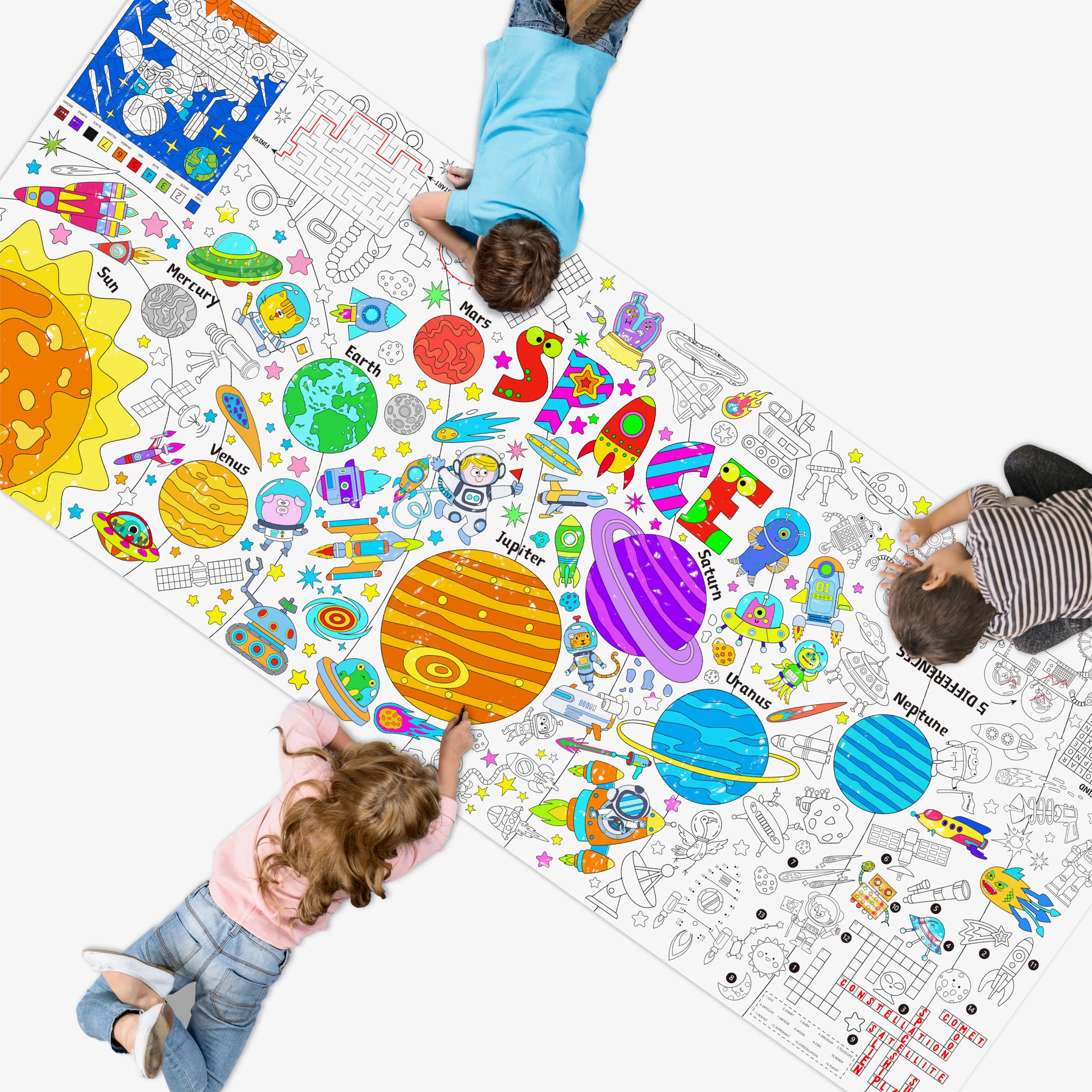 SpriteGru Universe Coloring Poster planets for classroom color exploration