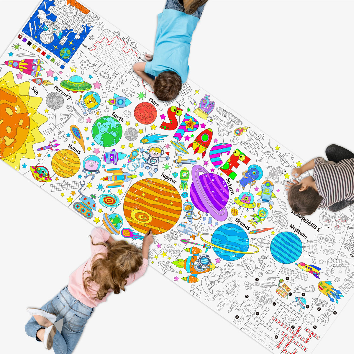 SpriteGru Universe Coloring Poster planets for classroom color exploration