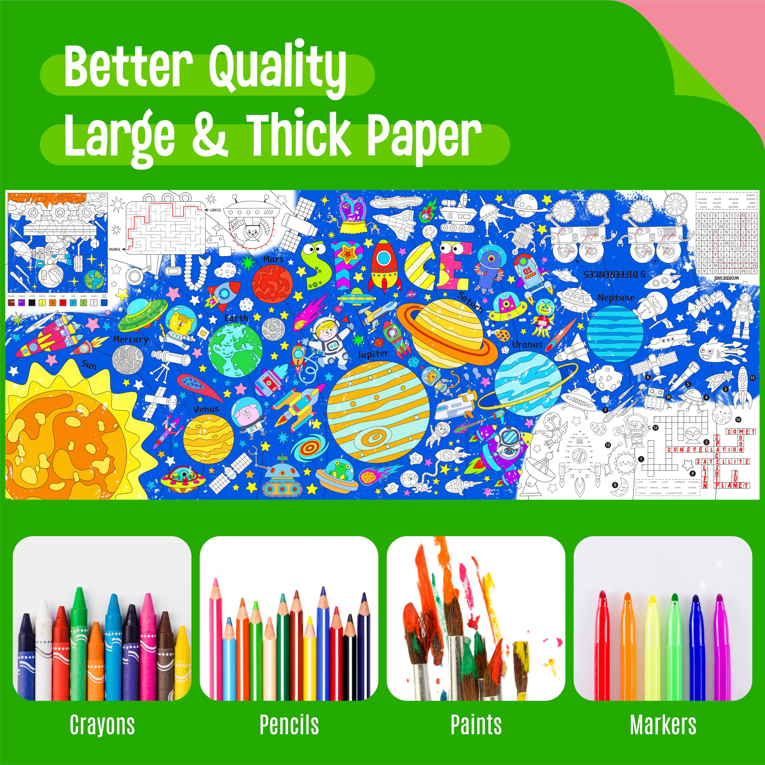 SpriteGru Universe Coloring Poster space scene promotes collaborative group coloring