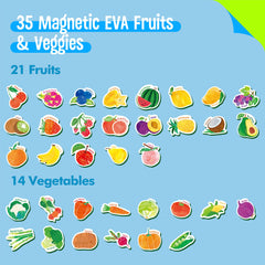 SpriteGru vegetable magnets collection on fridge supports shape recognition and healthy eating themes