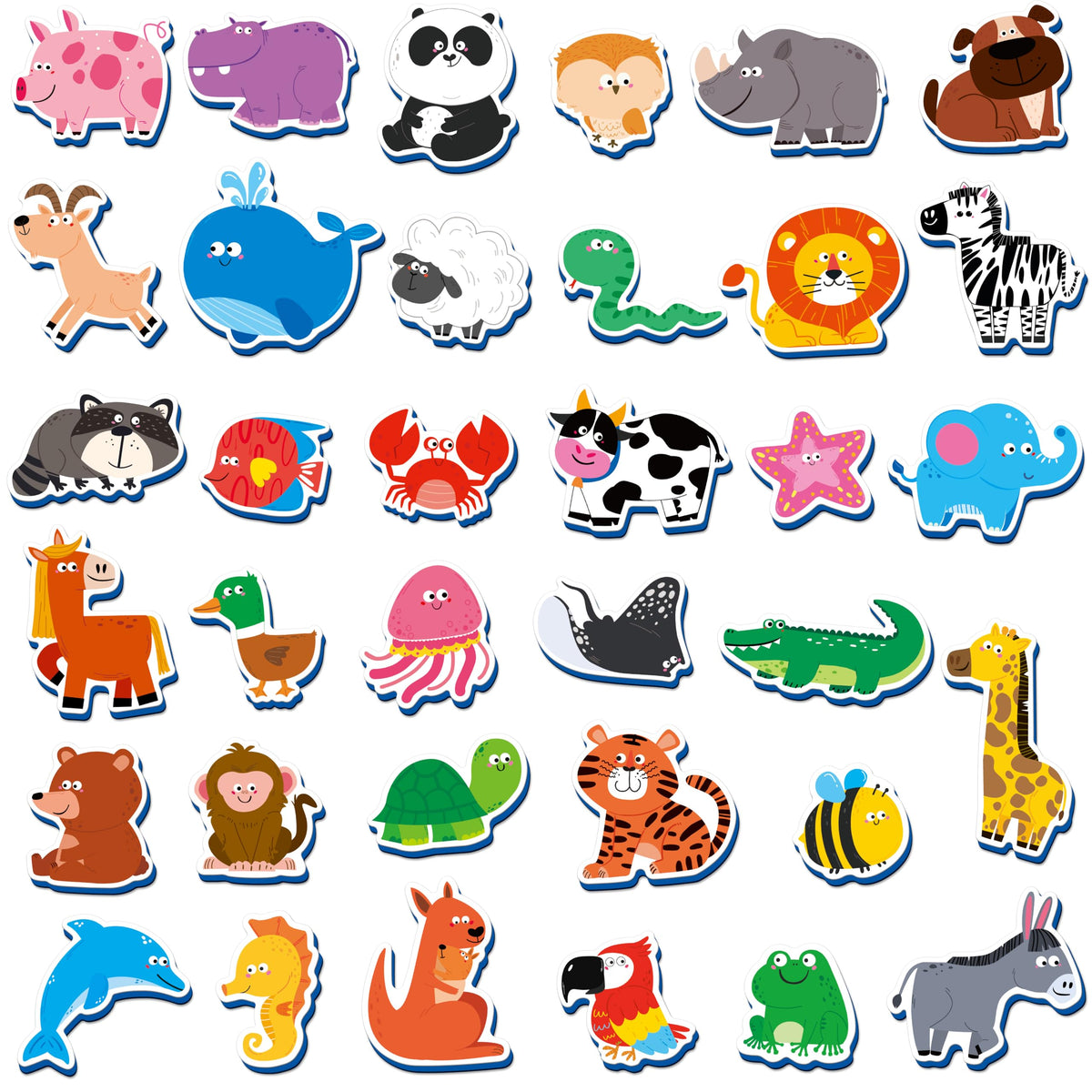 SpriteGru tiger magnet on fridge supports early animal recognition and color learning.