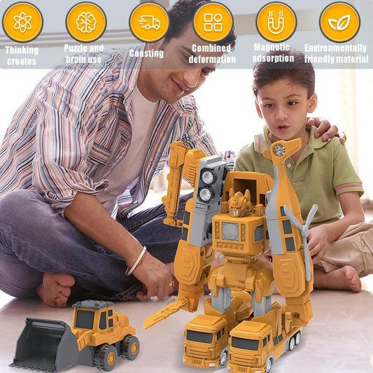 Sprstar transformable cars for engineers-in-the-making, combining trucks into robots for creative exploration.