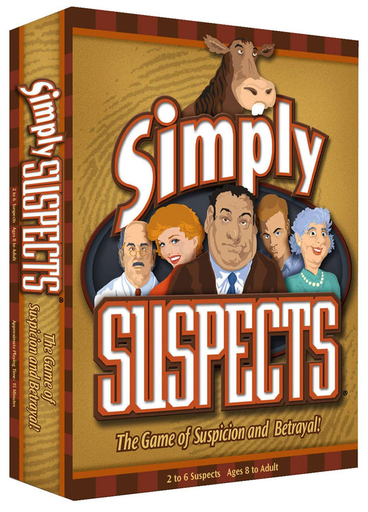 SPY ALLEY Simply Suspects box front with bold art invites family game night.