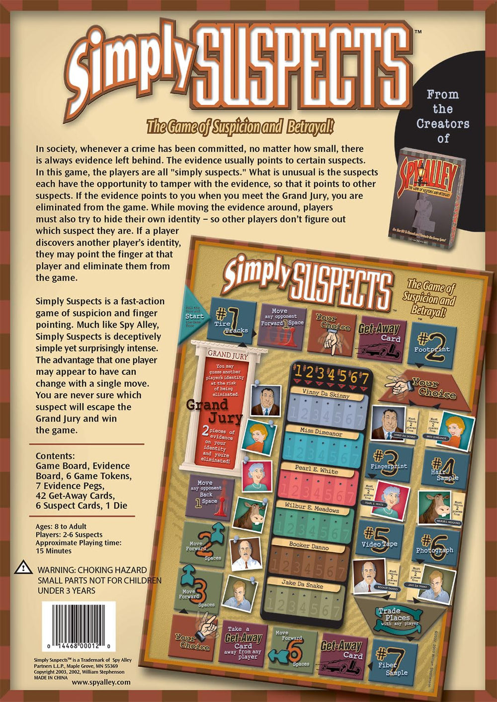 SPY ALLEY Simply Suspects deduction cards enable strategic bluffing.