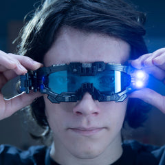 SpyX LED light beams illuminate dark play areas up to 25 feet.