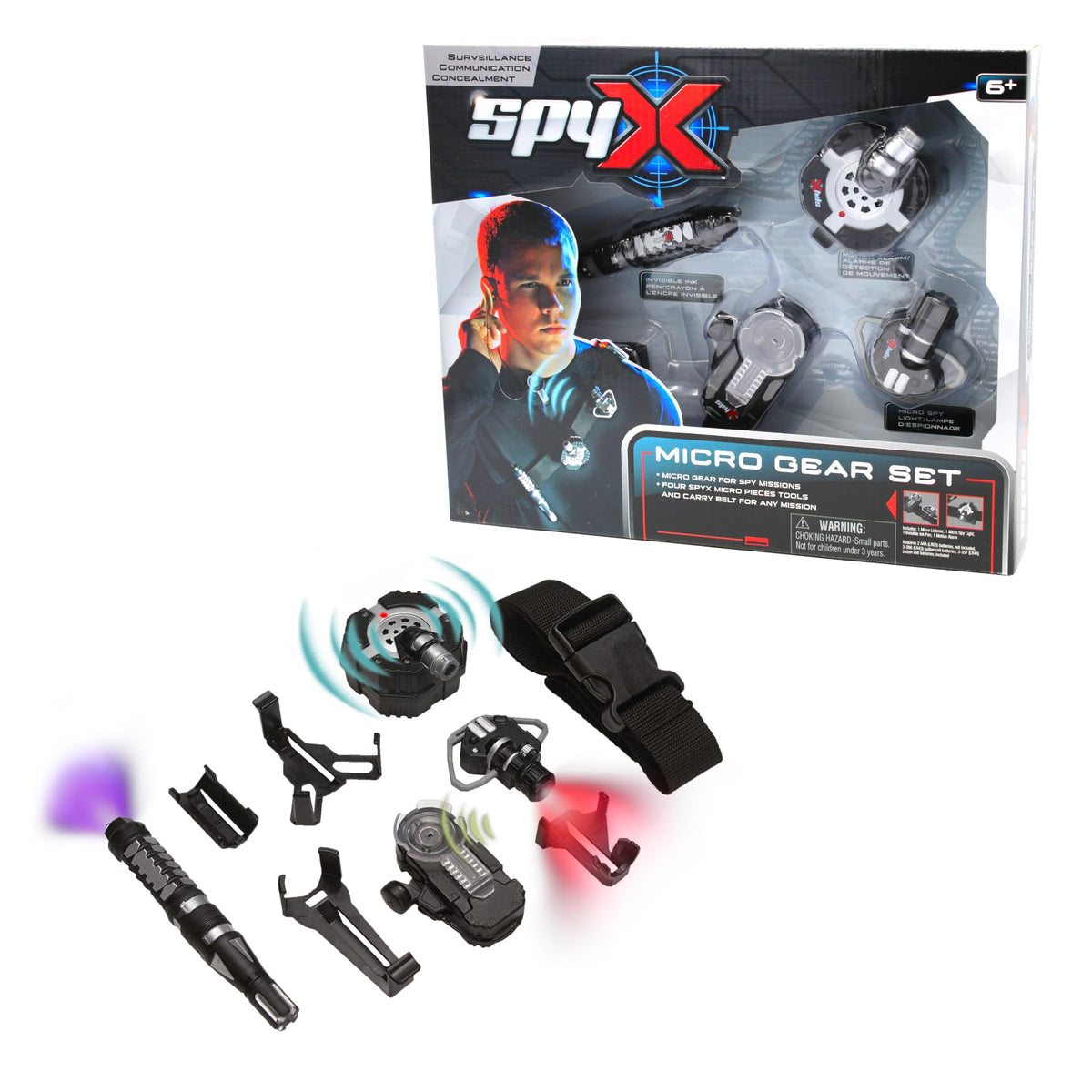 SpyX Micro Ear Light on belt enables nighttime spying and quick inspections.