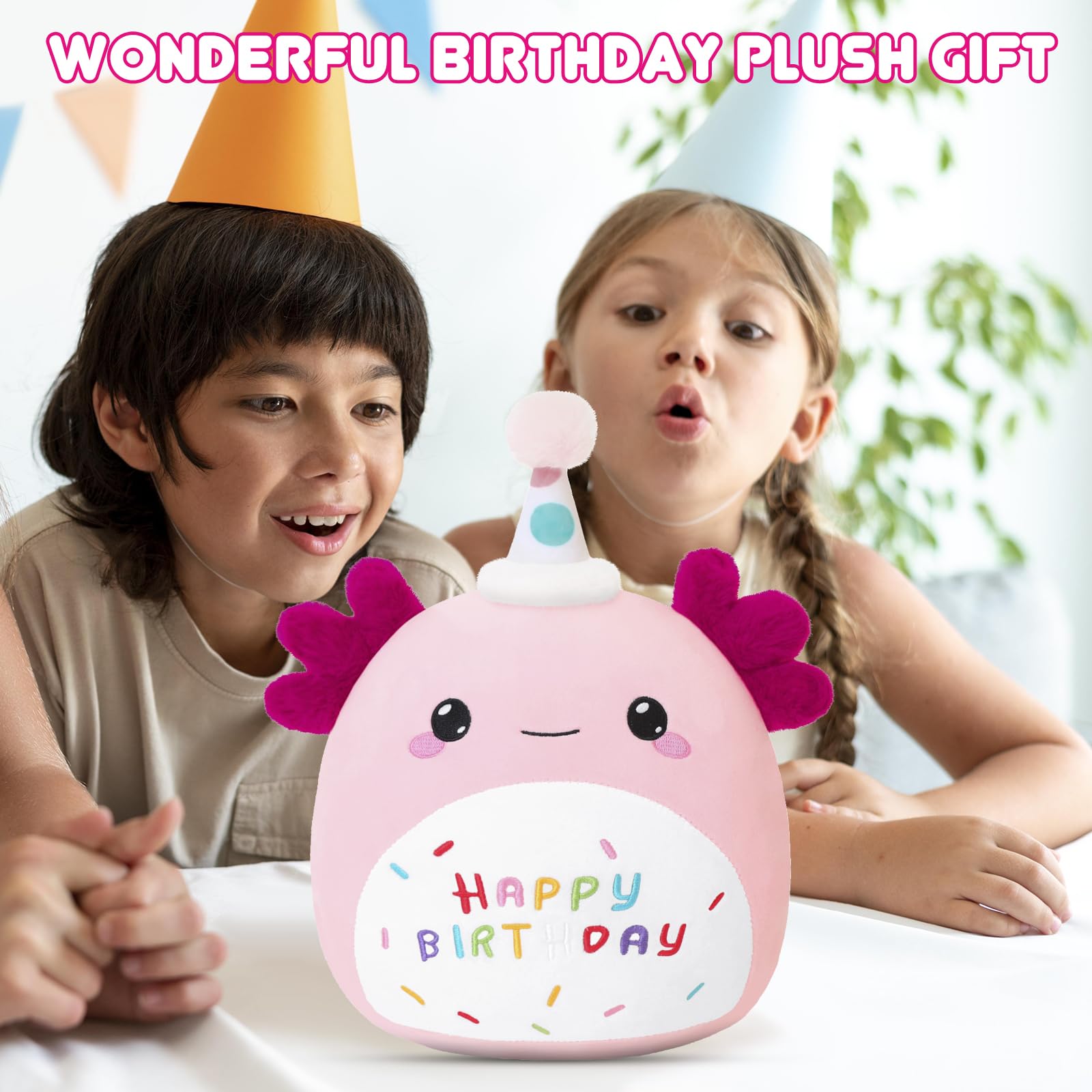 SQEQE axolotl party decor with balloons creates bright photo moments.