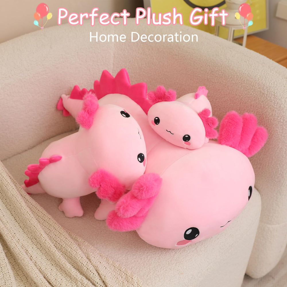 SQEQE axolotl plush on sofa for versatile decor.