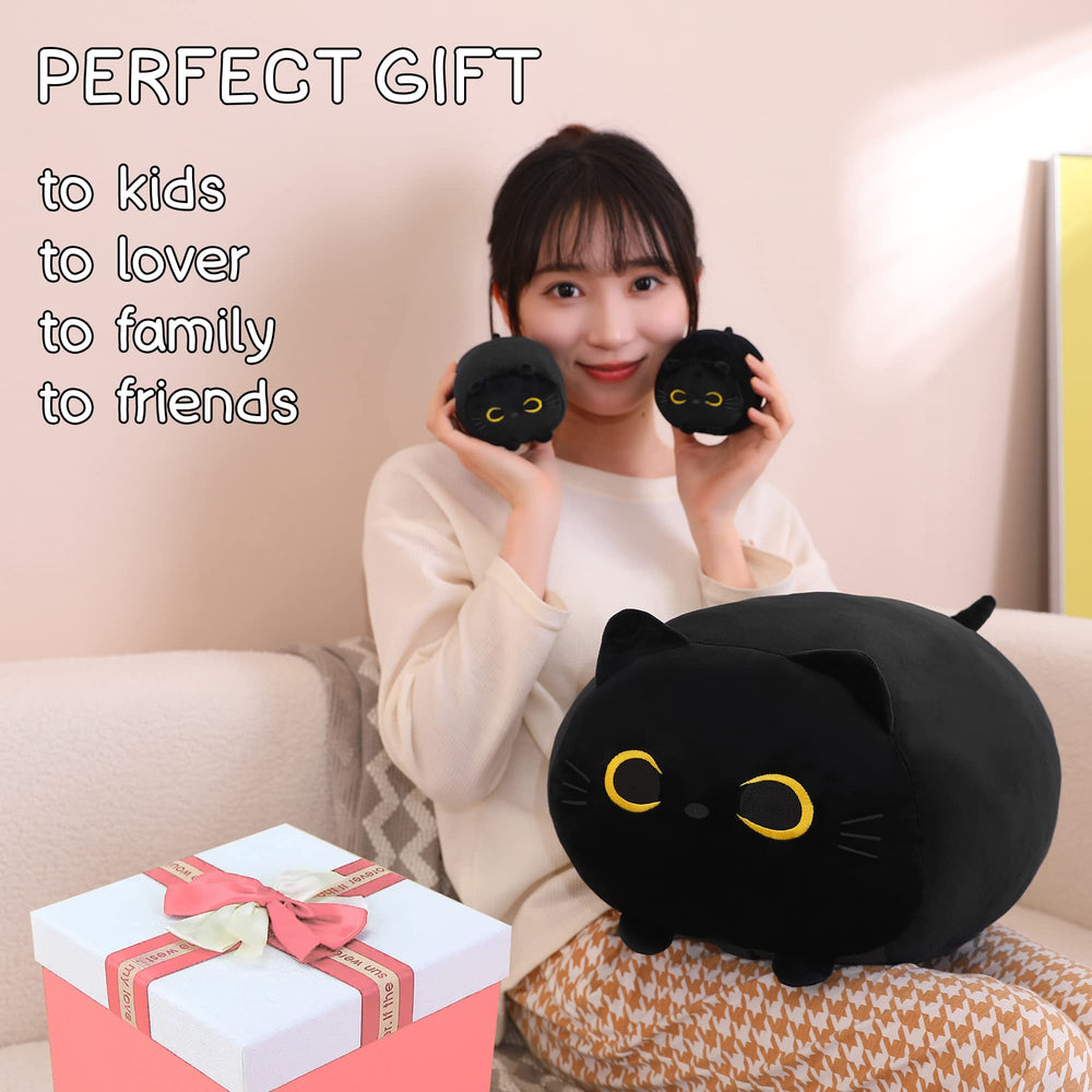 SQEQE Black Cat Plush in car offers comforting travel companion.