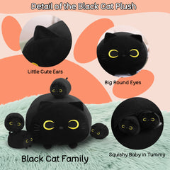 SQEQE Black Cat Plush removable babies promote interactive play.