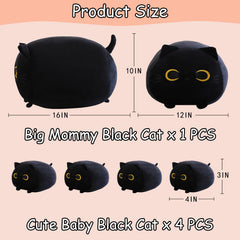 SQEQE Black Cat Plush vacuum-packed; fluff returns after airing.
