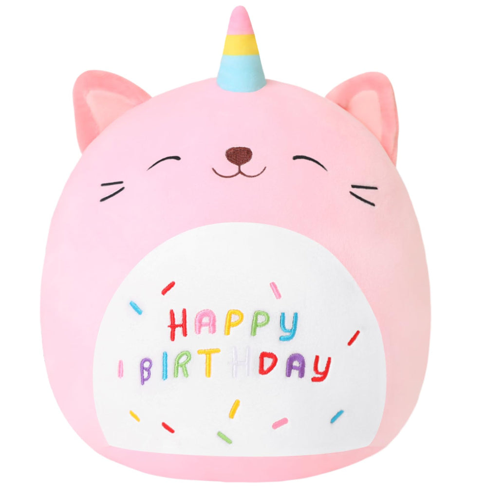 SQEQE pink caticorn plush hugging scene for cozy comfort at home