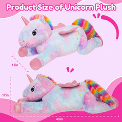 SQEQE 43-inch unicorn plush adds bold, cuddly warmth to any room.