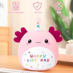 SQEQE Happy Birthday Axolotl Plush 14-inch size ideal for kids' rooms.