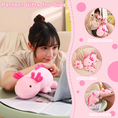 SQEQE pink axolotl plush pillow enhances sofa decor and comfort.