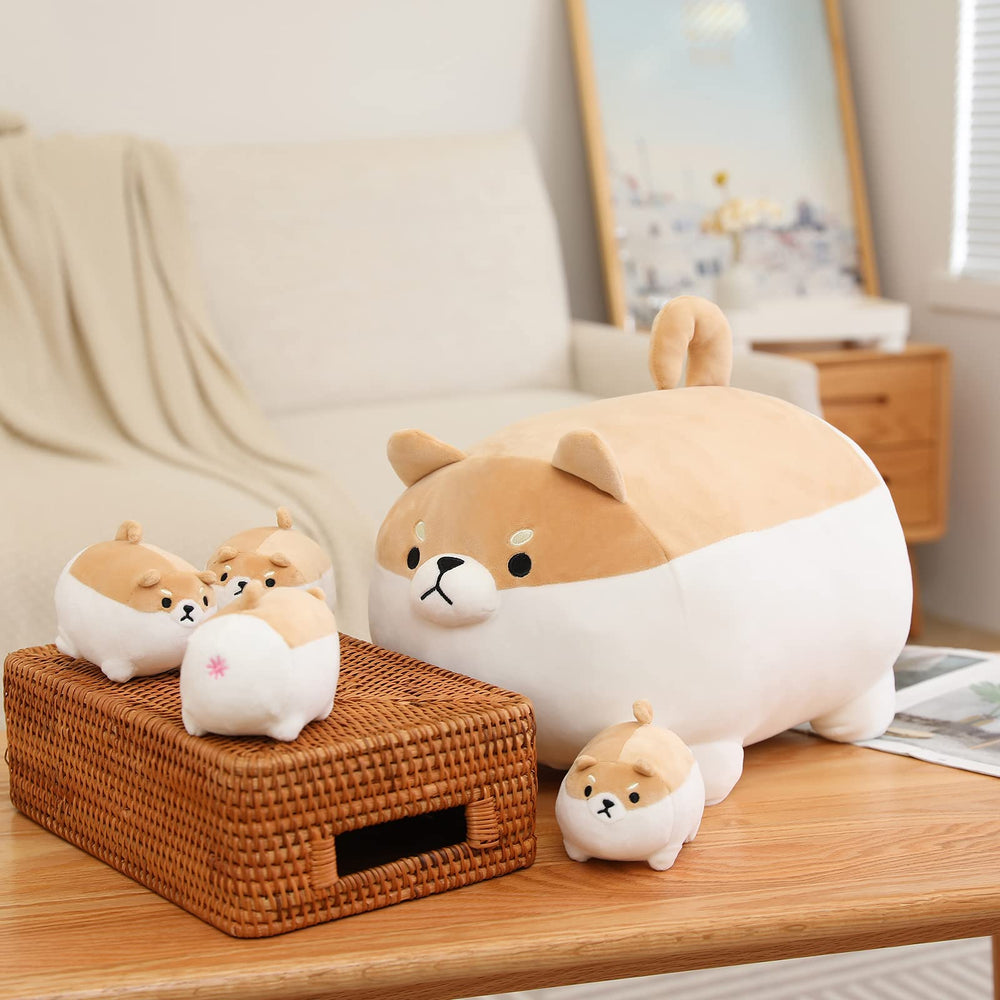 SQEQE Shiba Inu plush at bedtime, a quiet companion for bedtime routines.
