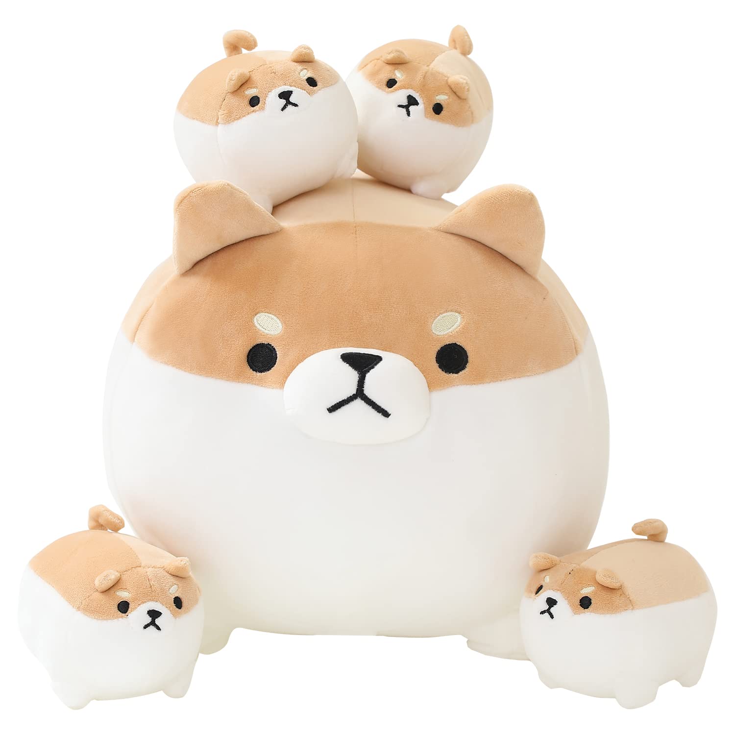 SQEQE Shiba Inu plush mommy tummy with removable pups for imaginative play.