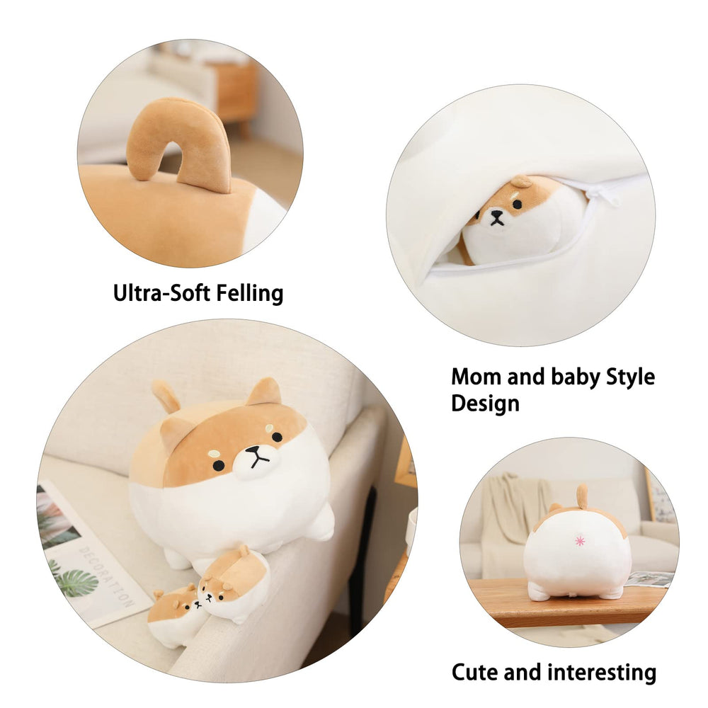 SQEQE Shiba Inu plush close-up, soft fur and huggable texture for comfort.